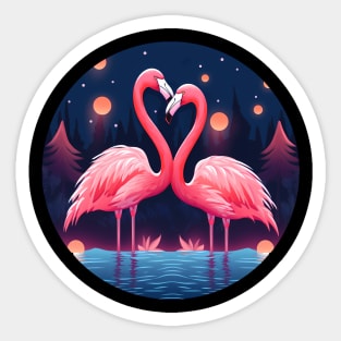 Flamingo Flock Sunset, Love Flamingos Sticker